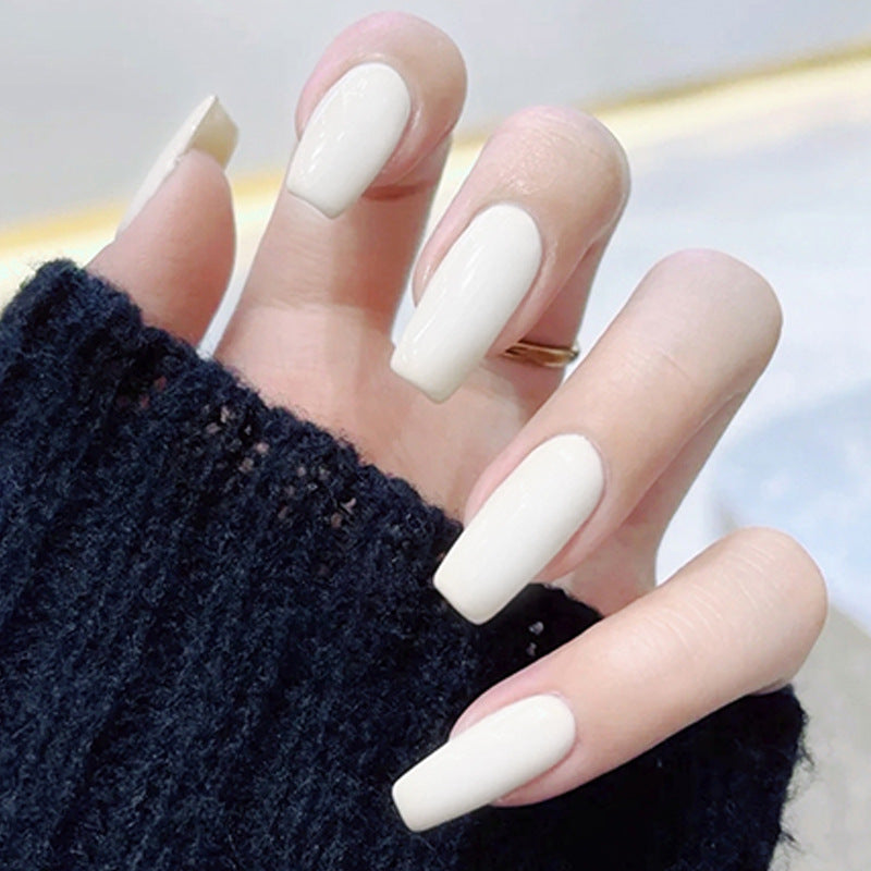 Elegant White Coffin Nails