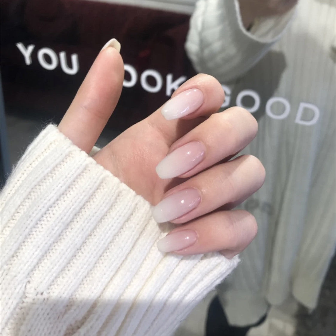 Milky White Ombré Nails