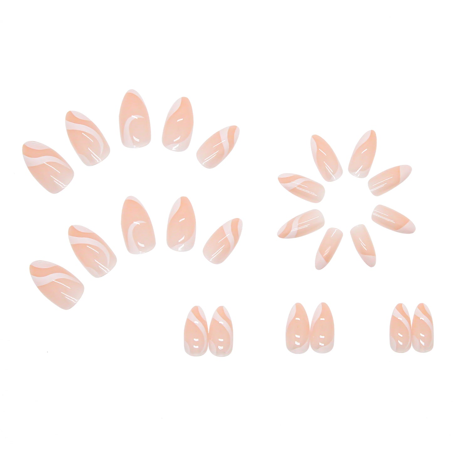Nude Nails with White Swirls