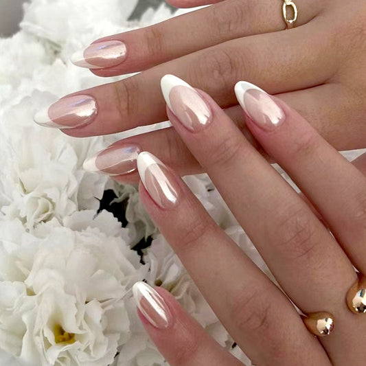 Pearl White French Tip Nails