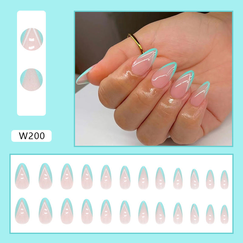 Mint Green Outline Nails – Sleek & Stylish Almond Shape