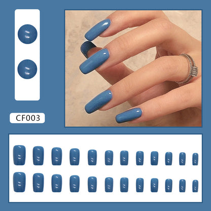 Glossy Blue Coffin Nails