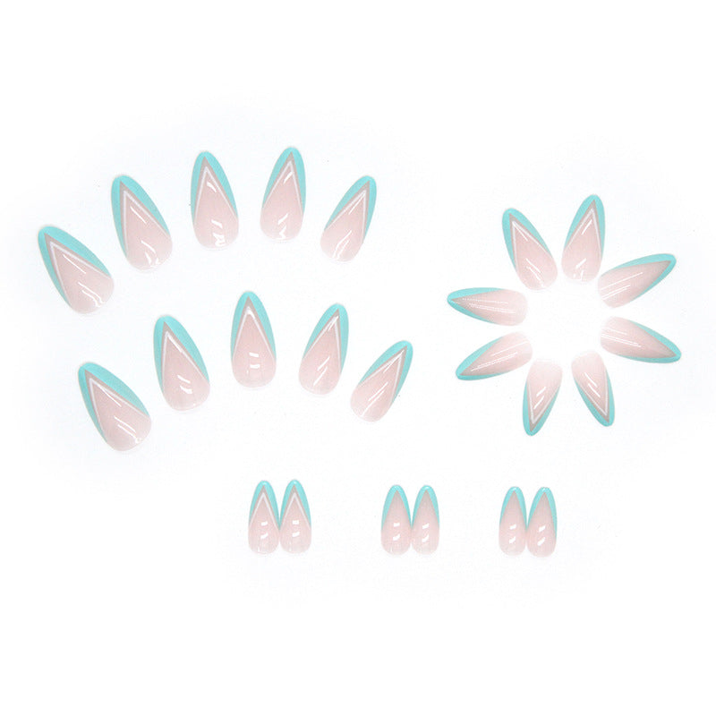 Mint Green Outline Nails – Sleek & Stylish Almond Shape