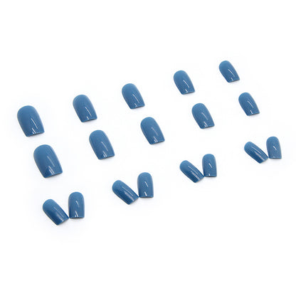 Glossy Blue Coffin Nails
