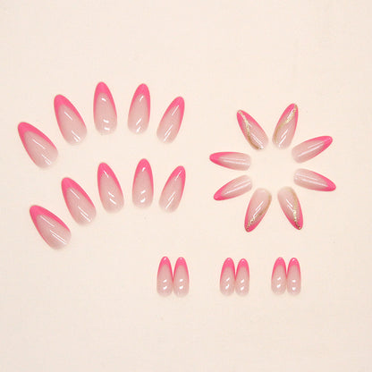 Hot Pink French Tip Nails with Gold Accent