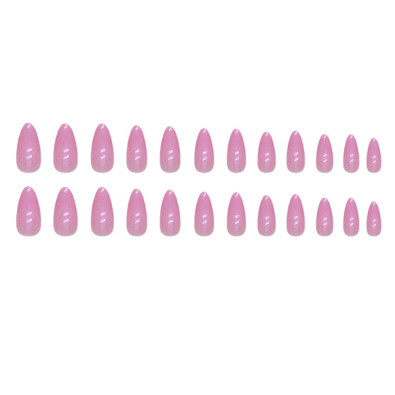 Glossy Pink Chrome Almond Nails