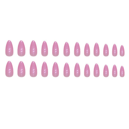 Glossy Pink Chrome Almond Nails