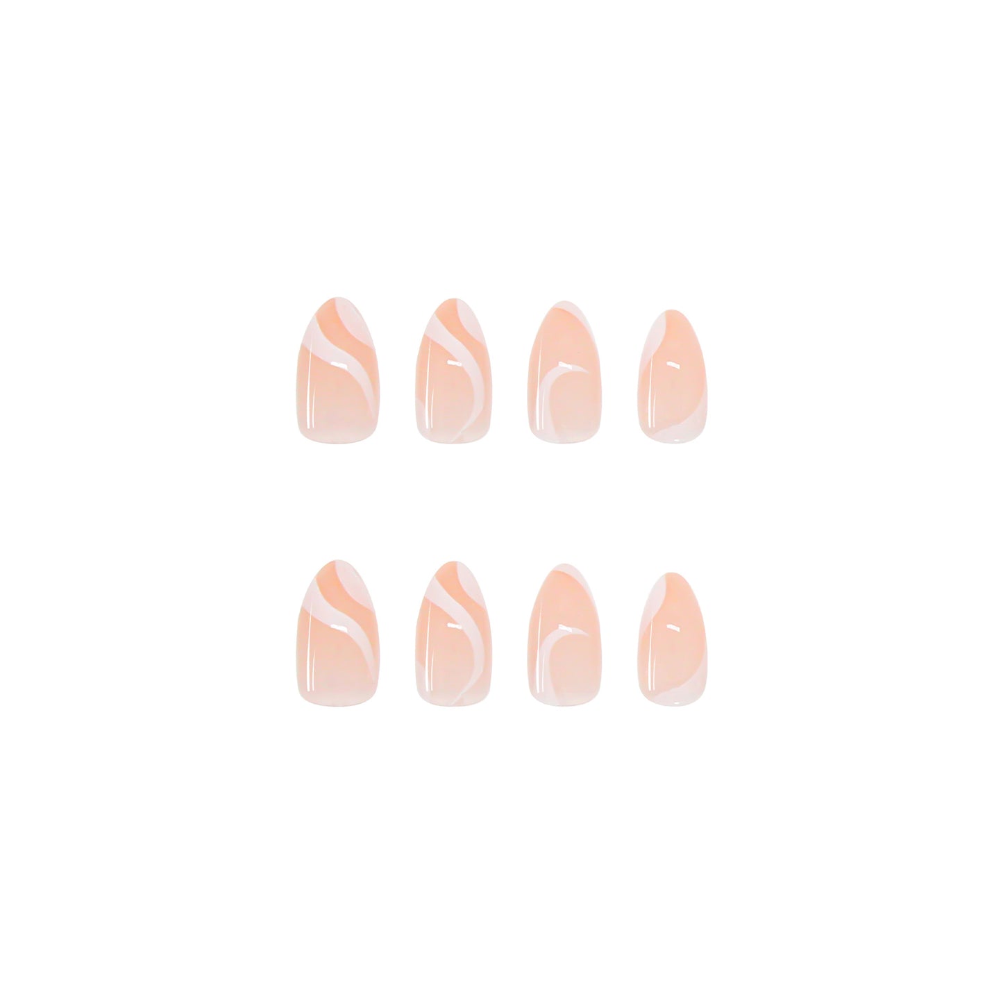Nude Nails with White Swirls