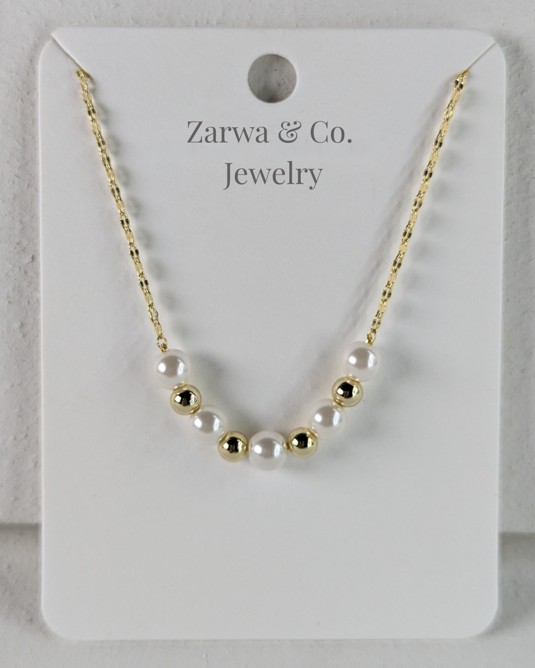 Elegant Pearl & Gold Bead Necklace