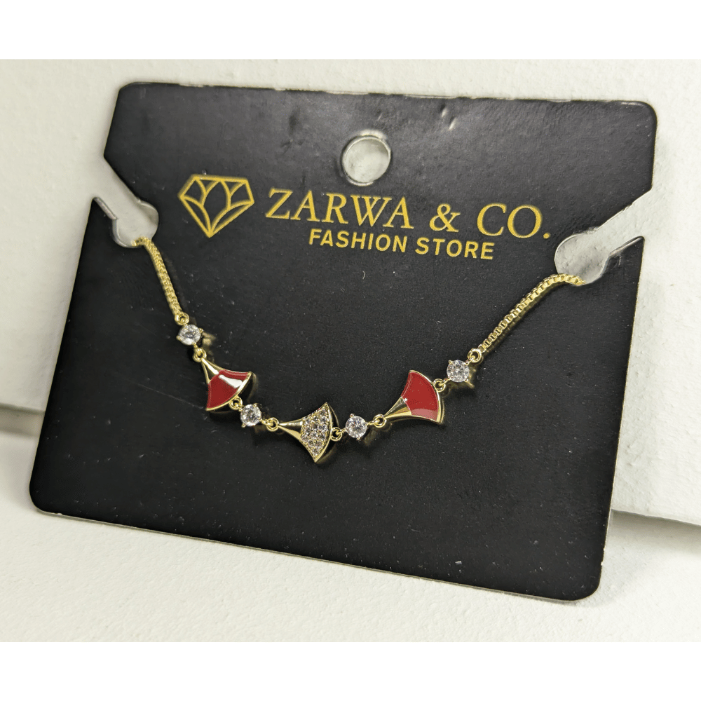 Bracelet with Red Enamel & Crystal Accents