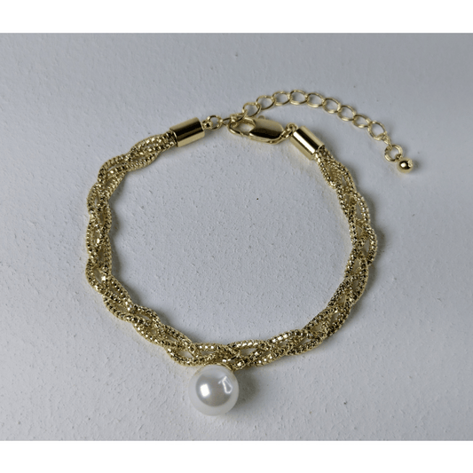 Elegant Twisted Bracelet with Faux Pearl Charm