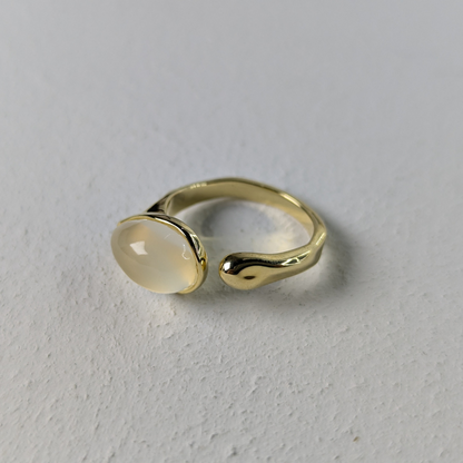 Gold-Plated Moonstone Adjustable Ring