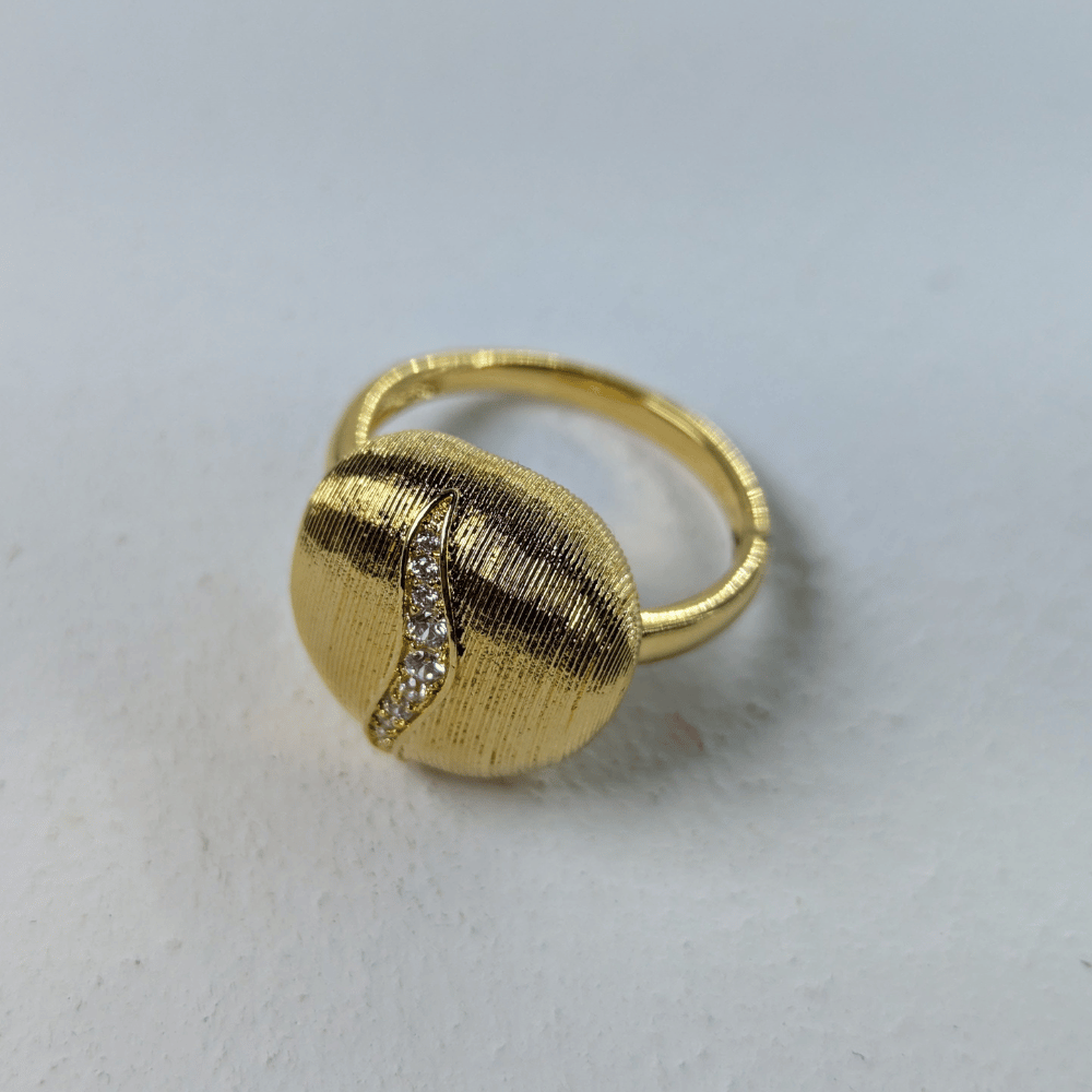 Luxurious Gold-Tone Textured Dome Ring