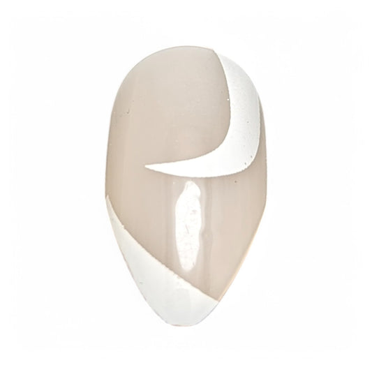Nude Nails with White Swirls