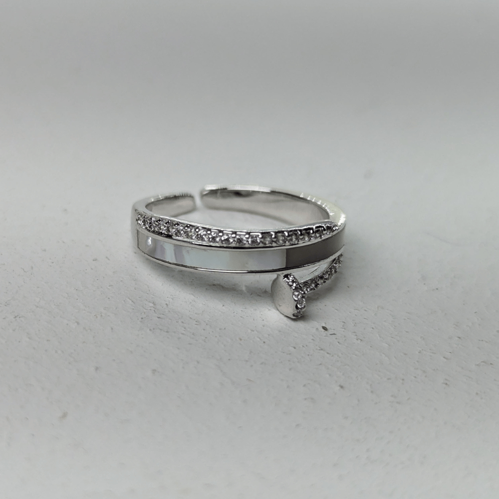 Adjustable Nail Inspired Motif Silver-Tone Ring