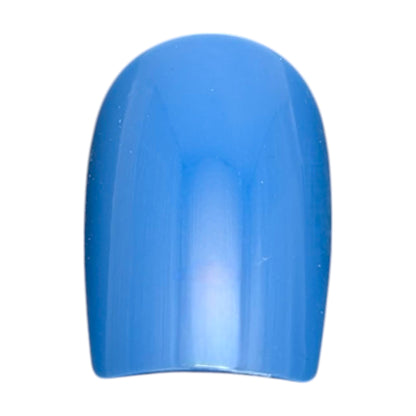 Glossy Blue Coffin Nails