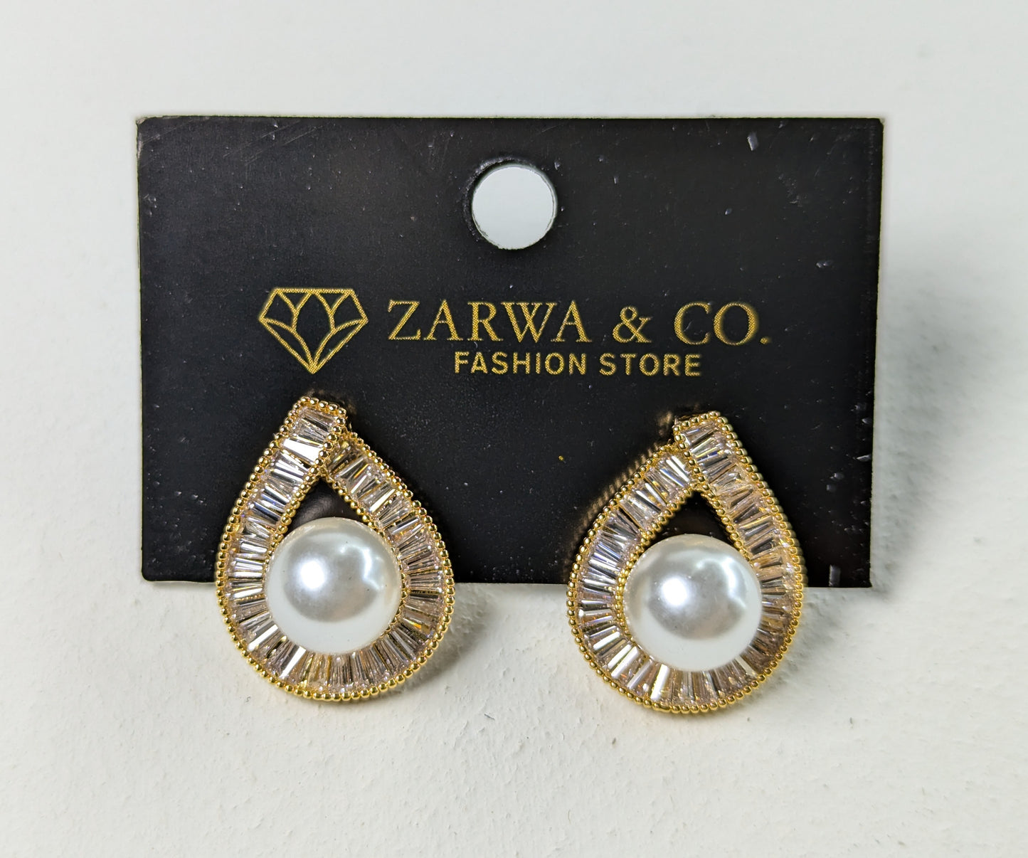 Gold-Plated Pearl and Crystal Earrings