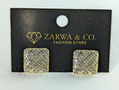 Elegant Square Pavé Crystal Grid Earrings