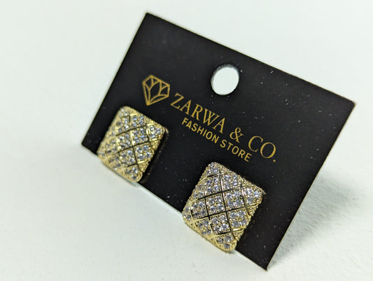 Elegant Square Pavé Crystal Grid Earrings