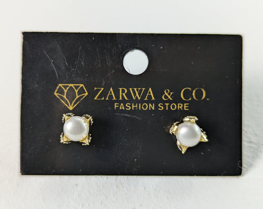 Luxurious Gold-Plated Faux Pearl Stud Earrings