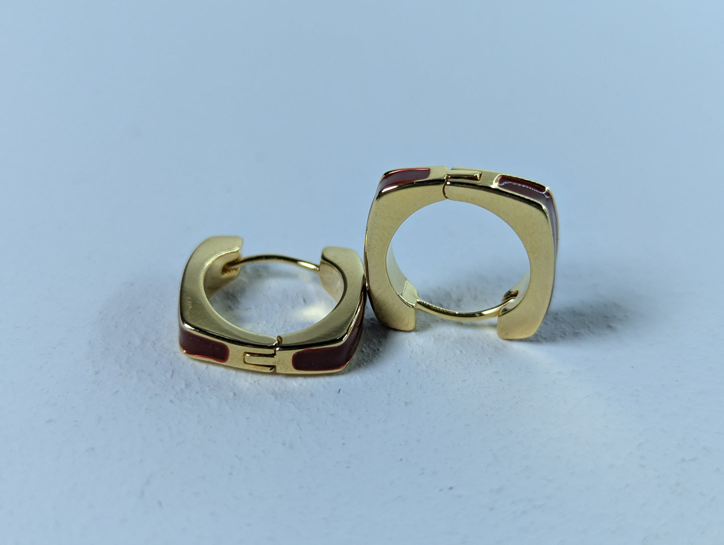 Geometric Gold-Plated Enamel Earrings