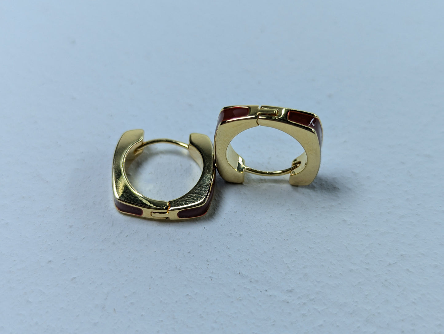 Geometric Gold-Plated Enamel Earrings