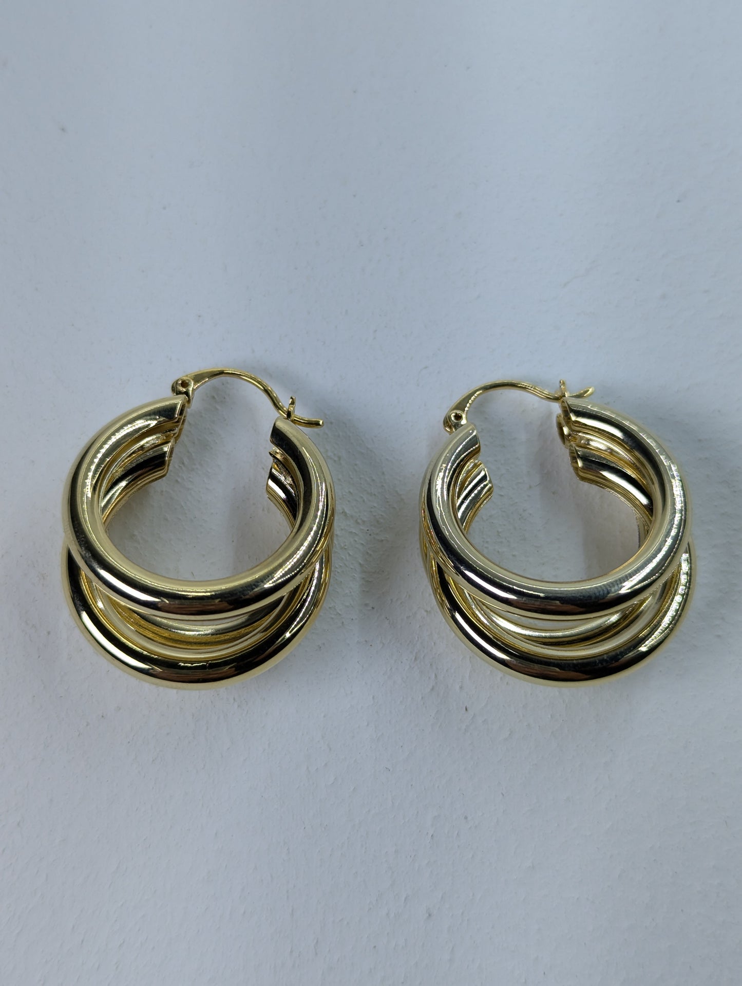 Triple Layered Gold-Tone Hoop Earrings