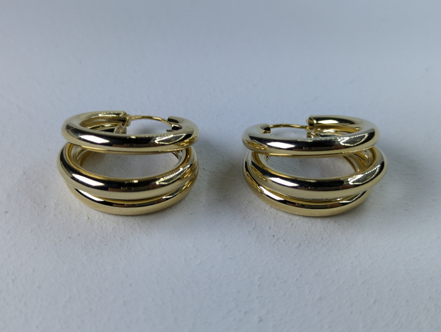 Triple Layered Gold-Tone Hoop Earrings