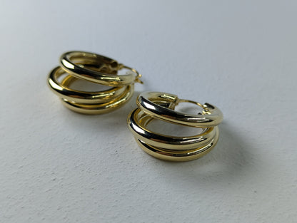 Triple Layered Gold-Tone Hoop Earrings