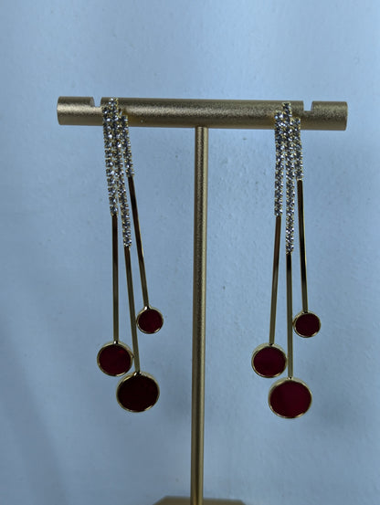 Modern Red Statement Dangle Earrings