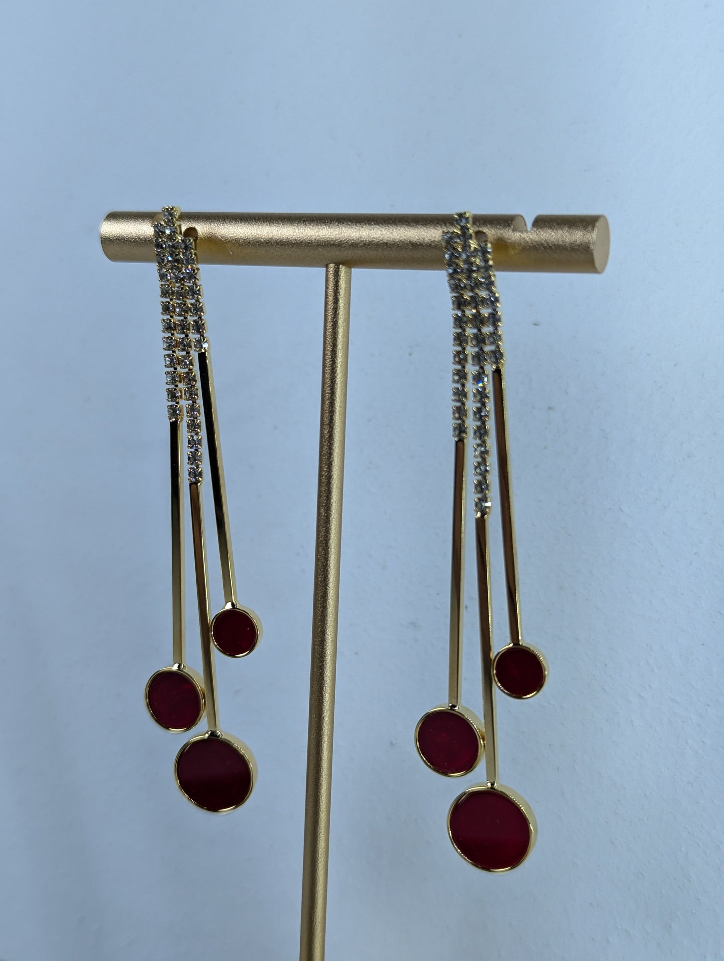 Modern Red Statement Dangle Earrings