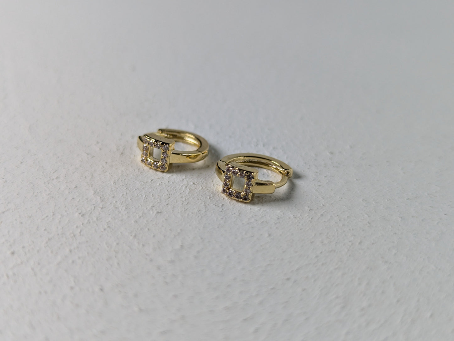 Gold-Tone Square Hoop Earrings with Crystal Pavé