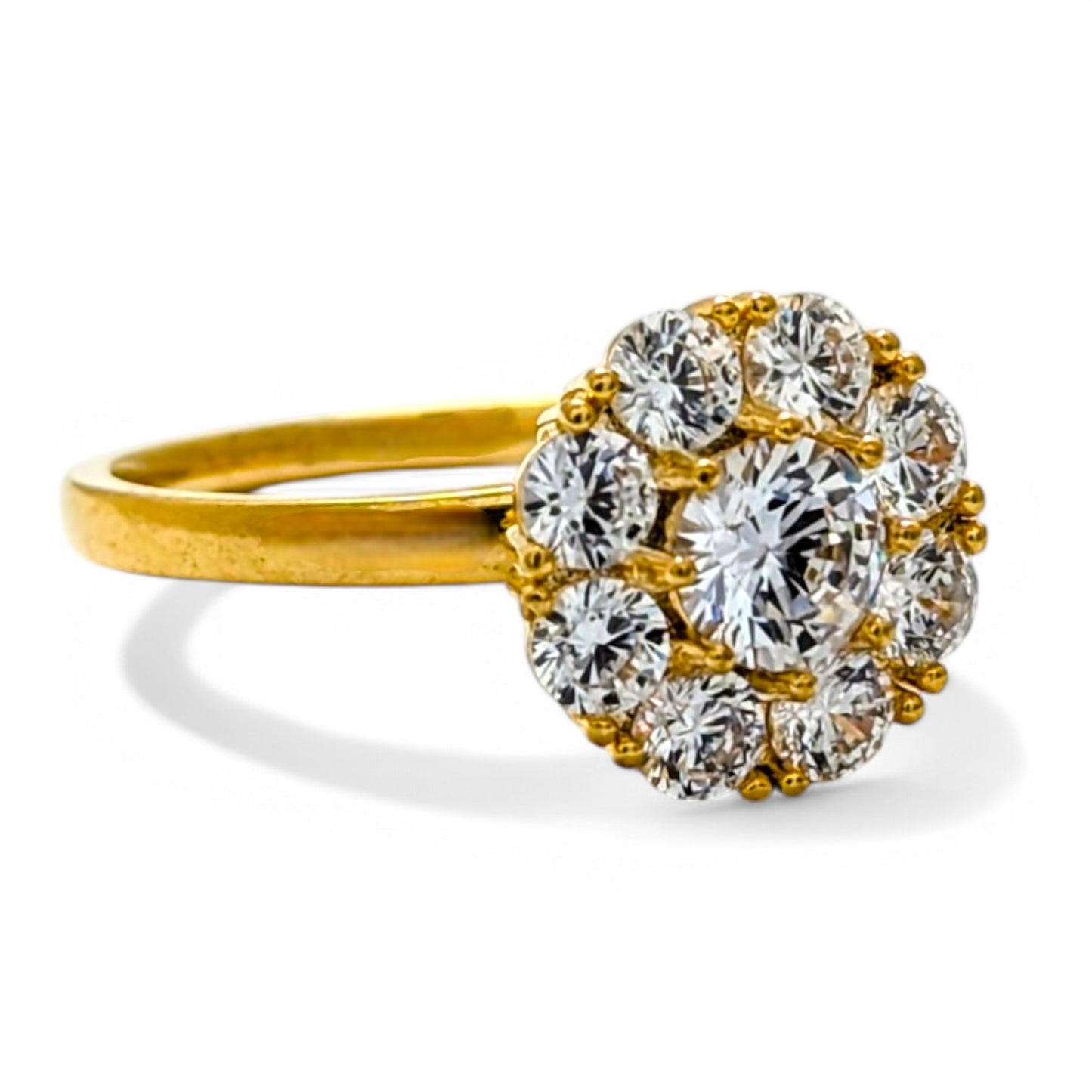 Elegant Gold-Plated Floral Crystal Ring