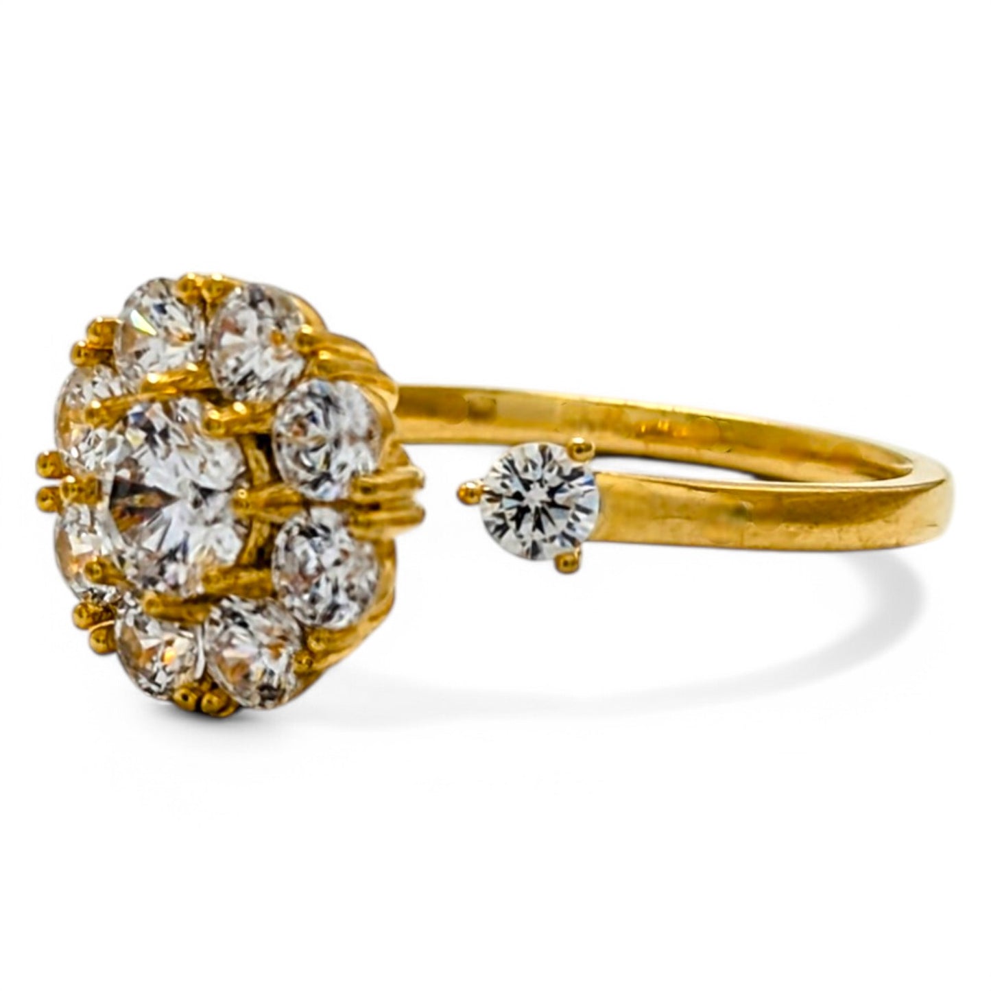 Elegant Gold-Plated Floral Crystal Ring