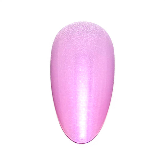 Glossy Pink Chrome Almond Nails